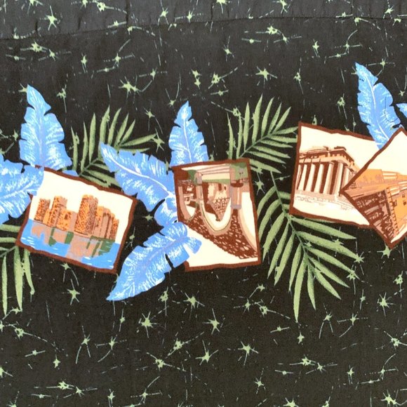 Puritan Vintage Hawaiian Print Casual Shirt M Button Down Short Sleeve Black - Picture 5 of 5